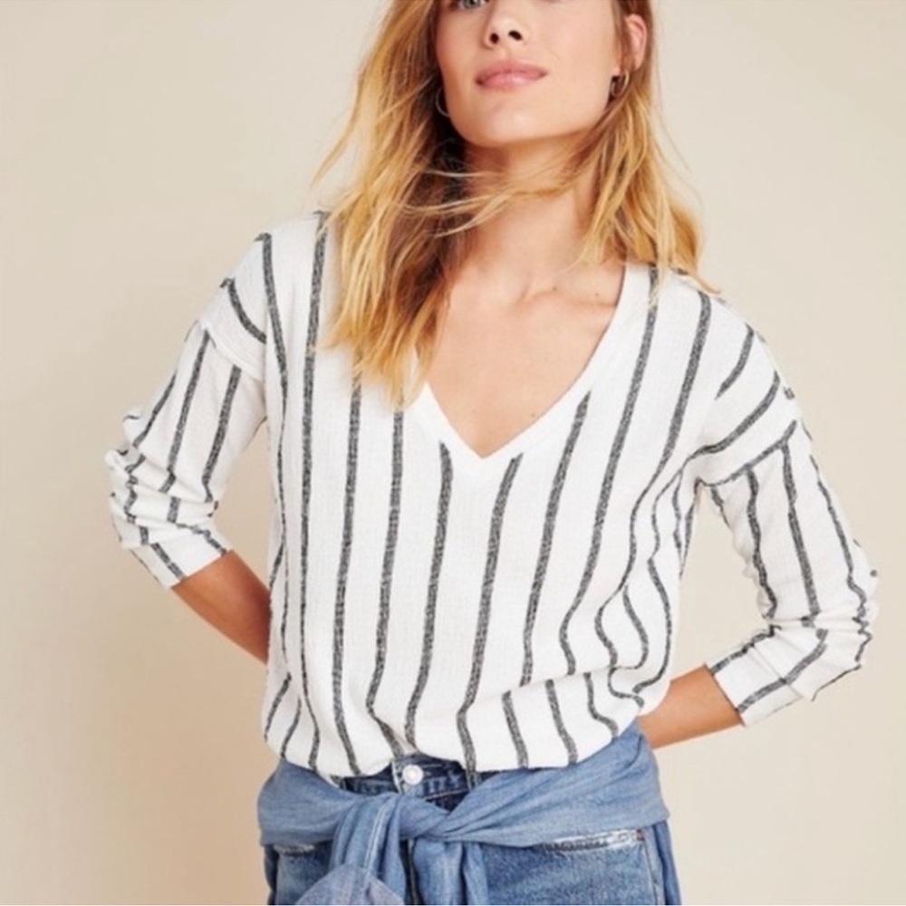 Anthropologie Willa Top Textured Black and White Women’s Blouse Size Small